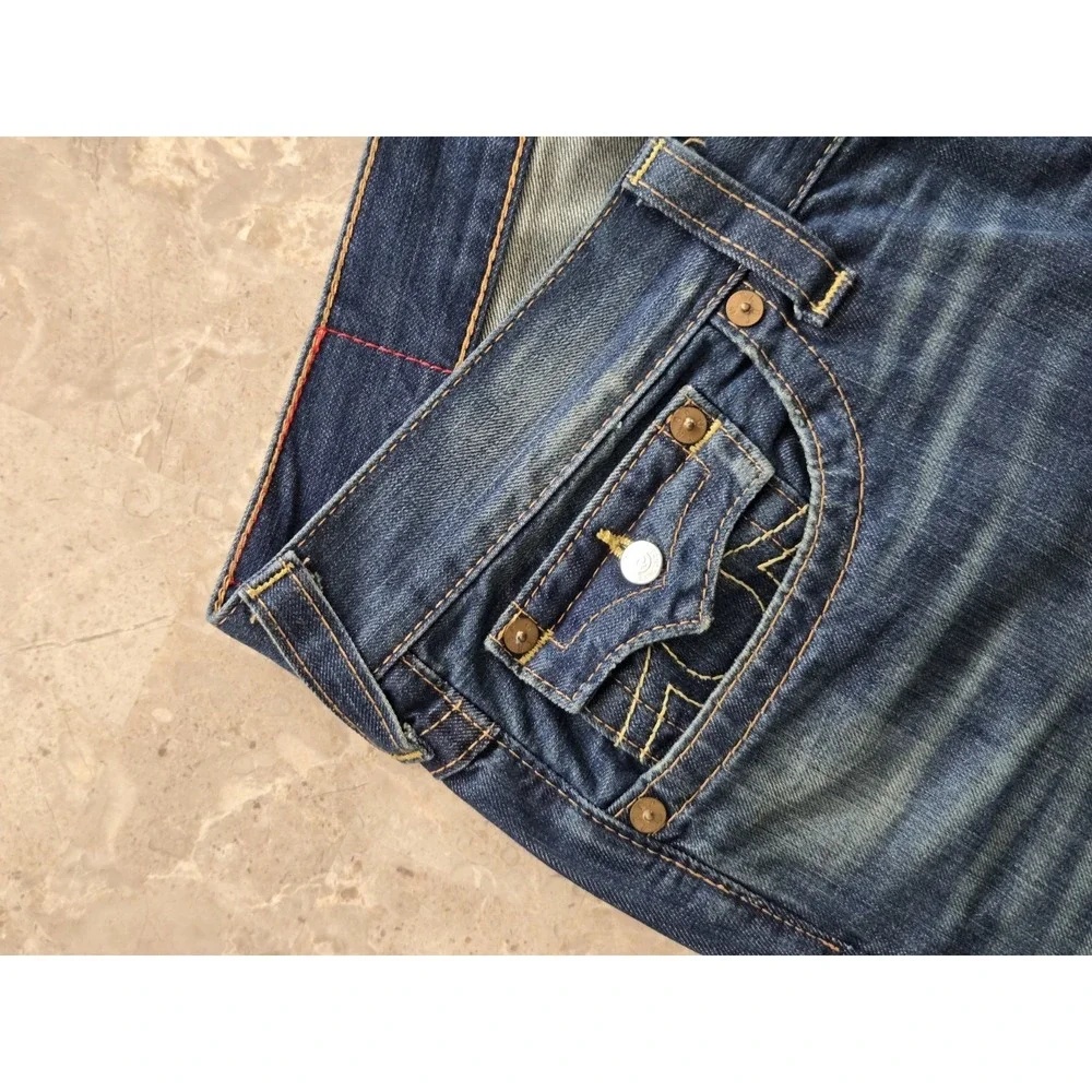 True Religion Billy QT Jeans Men's 40x34 Blue Yellow Contrast Stitch Made in USA